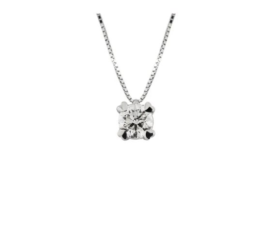 Collana Promesse Donna in Oro bianco Diamante 0.20 Ct C 4C - C 4C